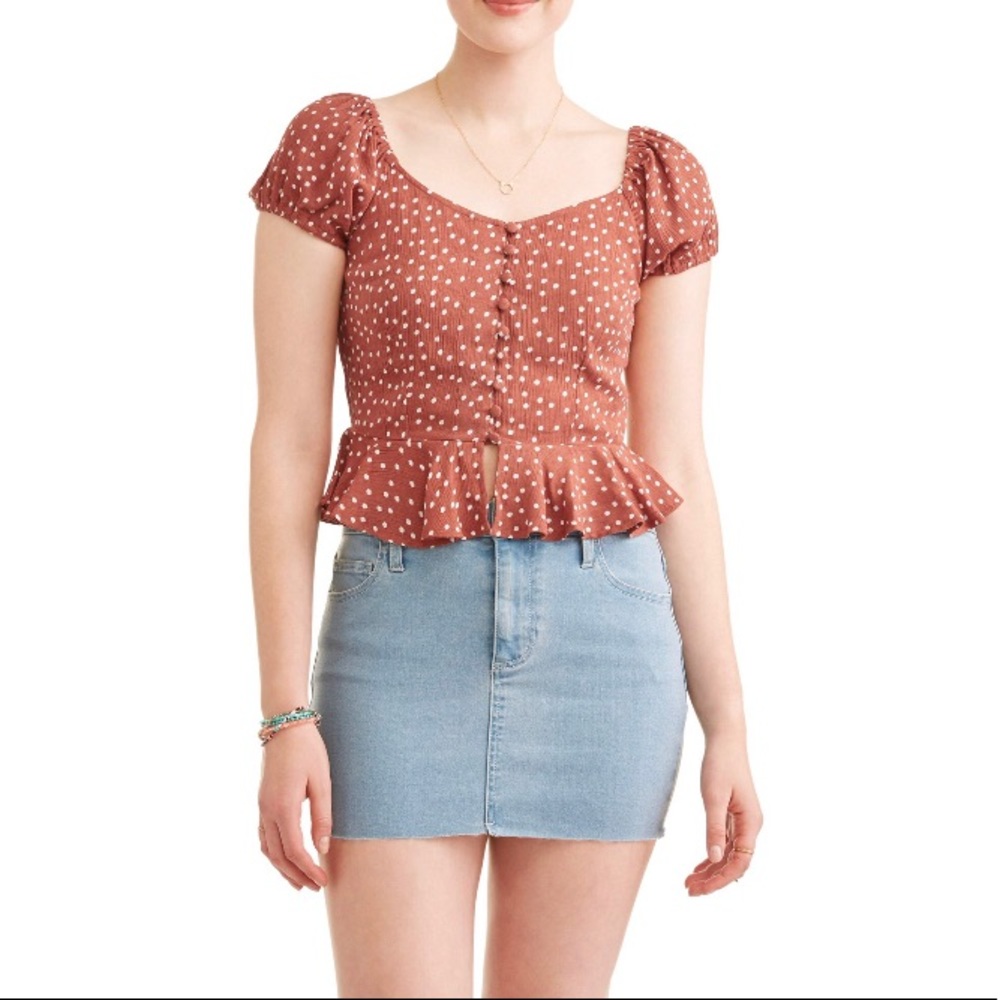 Pink Polka Dot Ruffle Shirt